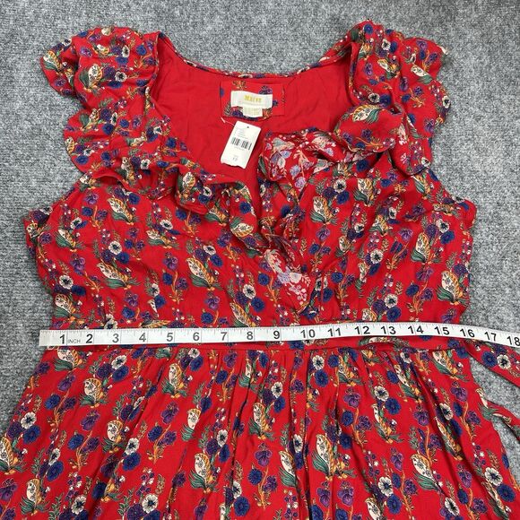 Anthropologie Maeve Rosalia Wrap Dress Size 12 Red Ruffled Floral NEW W Tags - Picture 13 of 16